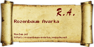 Rozenbaum Avarka névjegykártya